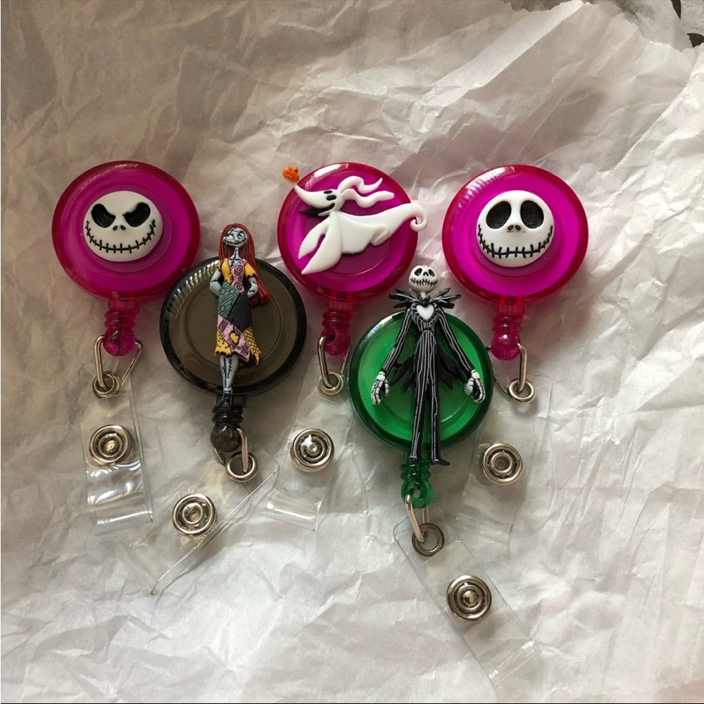 5 Disney The Nightmare Before Christmas ID Badge Pull Reels Handmade